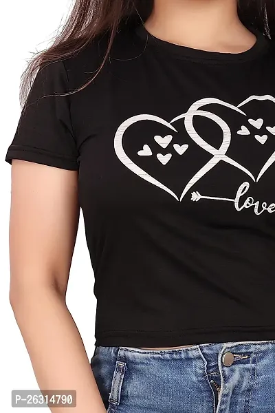 CRYSTON Graphic Printed Women's T-Shirt with Love Text in Heart Cotton Blend Round Neck Half Sleeves T-Shirt Love, Valentine's Day, Gift T-Shirts (Pack of 1)-thumb4