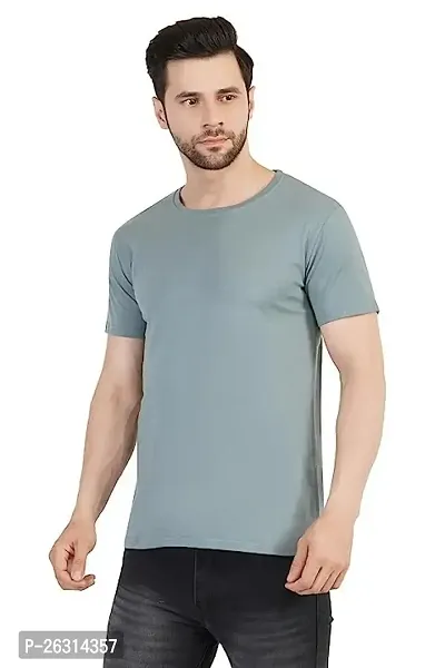 CRYSTON Men's Half Sleeve 100% Pure Cotton Casual Crew Round Neck Solid Regular Fit T-Shirts Pack of 1