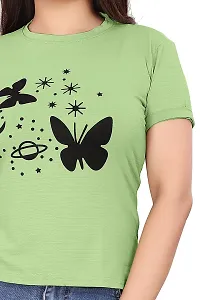 CRYSTON Women's Regular Graphic Printed Butterfly Design Cotton Blend Round Neck Half Sleeves T Shirt Trending,Tops for Women: Stylish Latest T-Shirts (Pack of 1)-thumb4