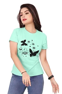 CRYSTON Women's Regular Graphic Printed Butterfly Design Cotton Blend Round Neck Half Sleeves T Shirt Trending,Tops for Women: Stylish Latest T-Shirts (Pack of 1)-thumb4