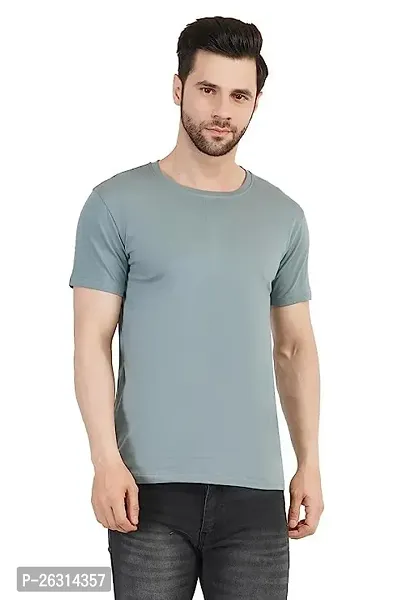 CRYSTON Men's Half Sleeve 100% Pure Cotton Casual Crew Round Neck Solid Regular Fit T-Shirts Pack of 1-thumb3