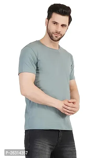 CRYSTON Men's Half Sleeve 100% Pure Cotton Casual Crew Round Neck Solid Regular Fit T-Shirts Pack of 1-thumb4