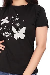 CRYSTON Women's Regular Graphic Printed Butterfly Design Cotton Blend Round Neck Half Sleeves T Shirt Trending,Tops for Women: Stylish Latest T-Shirts (Pack of 1)-thumb4