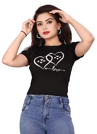 CRYSTON Graphic Printed Women's T-Shirt with Love Text in Heart Cotton Blend Round Neck Half Sleeves T-Shirt Love, Valentine's Day, Gift T-Shirts (Pack of 1)-thumb2