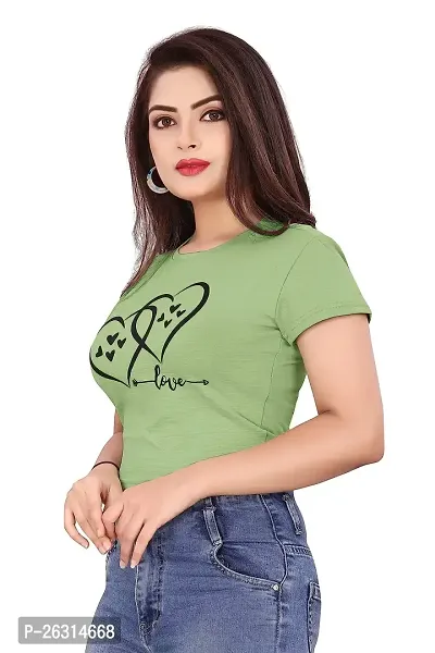 CRYSTON Graphic Printed Women's T-Shirt with Love Text in Heart Cotton Blend Round Neck Half Sleeves T-Shirt Love, Valentine's Day, Gift T-Shirts (Pack of 1)