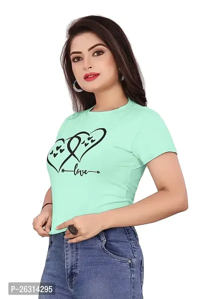 CRYSTON Graphic Printed Women's T-Shirt with Love Text in Heart Cotton Blend Round Neck Half Sleeves T-Shirt Love, Valentine's Day, Gift T-Shirts (Pack of 1)-thumb0