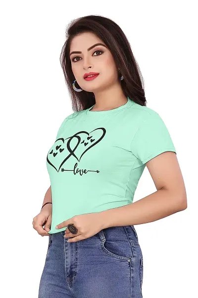 CRYSTON Graphic Printed Women's T-Shirt with Love Text in Heart Cotton Blend Round Neck Half Sleeves T-Shirt Love, Valentine's Day, Gift T-Shirts (Pack of 1)