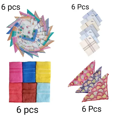 Combo handkerchief [ pcs ladies + pcs soft ladies+ pcs gents + pcs towel ladies handkerchief ]