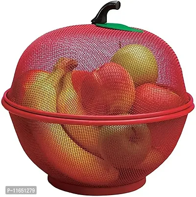 Fruit Basket with Net Cover, Apple Shape Net Fruits and Vegetables Basket for Kitchen (Apple Red)-thumb0