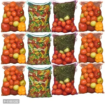 Fridge Vegetable and Fruit Reusable Net Bag, Mesh Bags, Pack of 12, Multicolored