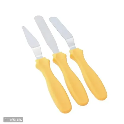 Brandshoppy 3-in-1 Multi-Function Stainless Steel Cake Icing Spatula Knife Set, 3-Pieces,