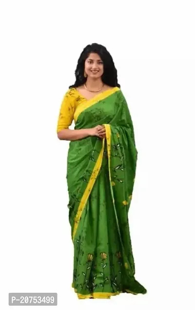 Beautiful Silk Cotton Saree With Blouse Piece-thumb0