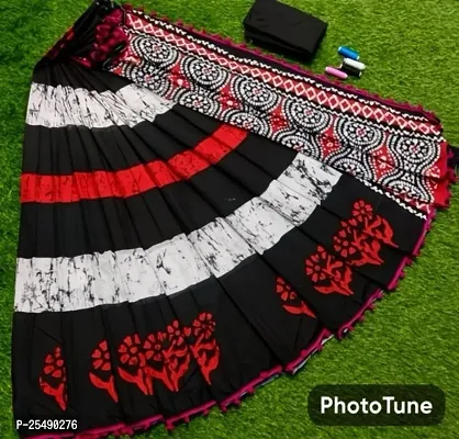 Ethnic Batik Pompom cotton Saree for Timeless Style