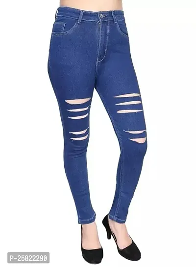 Stylish Fancy Blue Denim Solid Jeans For Women