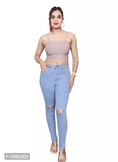 Stylish Fancy Blue Denim Solid Jeans For Women-thumb0