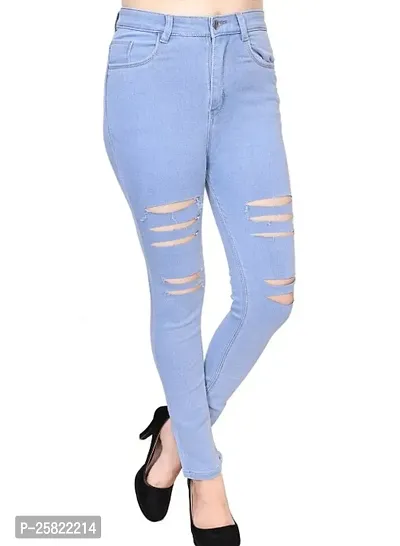 Stylish Fancy Blue Denim Solid Jeans For Women