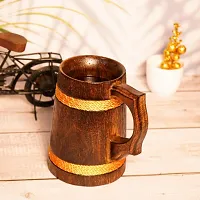 Sheesham Handmade Wooden Beer Mug Birthday Gift Item, Wedding Gift Item, Anniversary Gift Item with Golden Rope design(1 piece)-thumb1