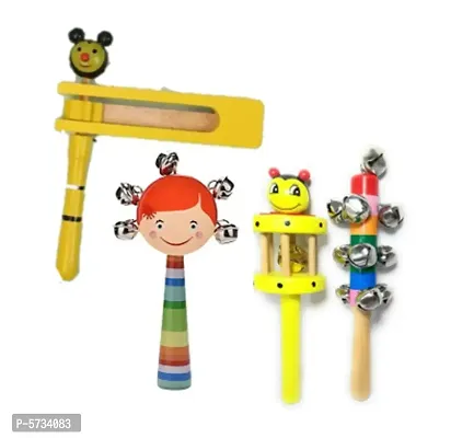 DruArts Handmade Wooden Rattle/Jhunjhuna toys for baby (set of 4)
