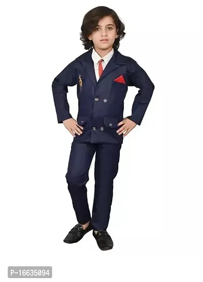 Fabulous Navy Blue Silk Blend Solid Shirts with Jeans For Boys