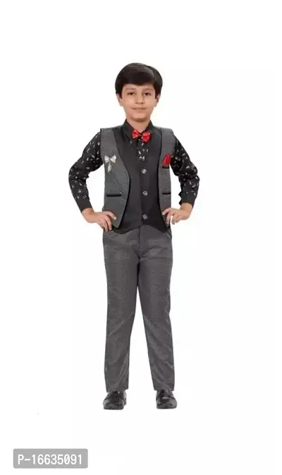 Fabulous Grey Cotton Solid Shirts with Jeans For Boys