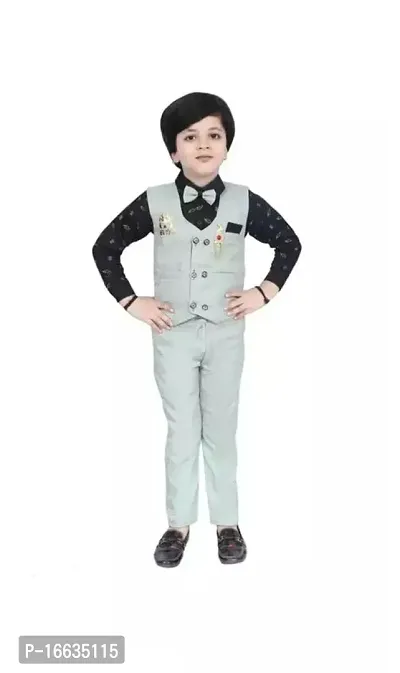 Fabulous Grey Cotton Blend Solid Shirts with Jeans For Boys-thumb0