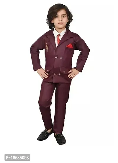Fabulous Maroon Silk Blend Solid Shirts with Jeans For Boys
