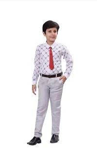 Fabulous Grey Cotton Blend Solid Shirts with Jeans For Boys-thumb2