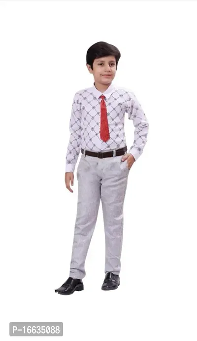 Fabulous Grey Cotton Blend Solid Shirts with Jeans For Boys-thumb3