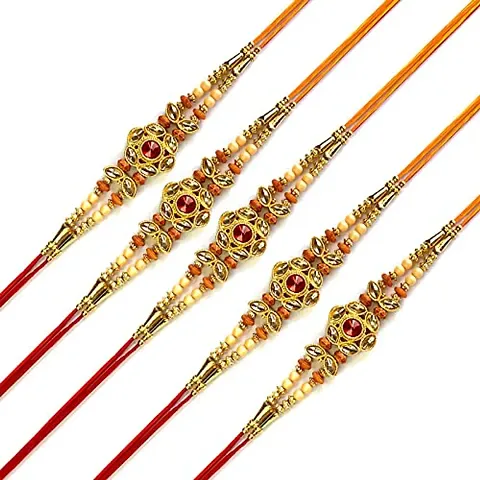 Stylish Handmade Rakhi for Brother and Sister with Free Roli Chawal Pack of 5