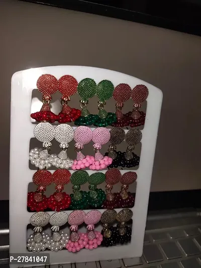 Earrings Combo of 12 Pairs Multi Color Earrings Sets-thumb2