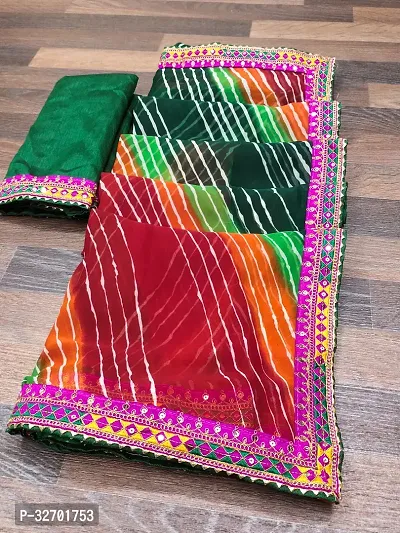 Fancy Georgette Saree With Blouse Piece For Women