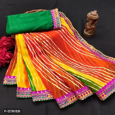 Fancy Georgette Saree With Blouse Piece For Women