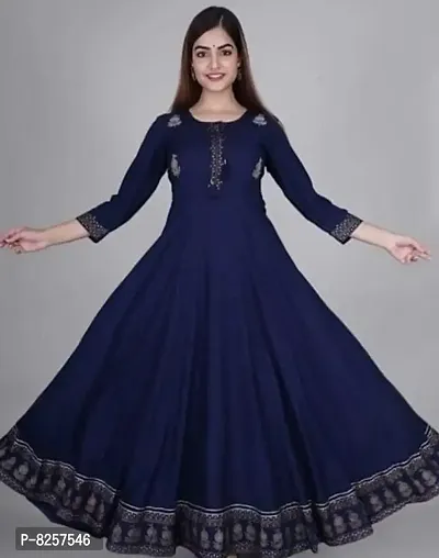 Elegant  Embroidered Rayon Stitched Gown For Women-thumb0