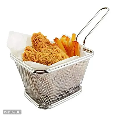 Kshavi Chips Mini Fry Baskets Stainless Steel Fryer Basket Strainer Serving Food Presentation French Fries Basket-thumb5