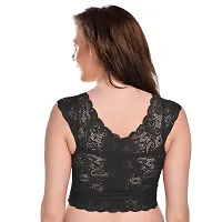Women?s Padded, Non Wired Full Coverage Net Bra with Floral Design and Stretchable Cotton Blend Lining (32, Black)-thumb1