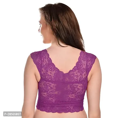 Buy Women?s Padded, Non Wired Full Coverage Net Bra with Floral Design and  Stretchable Cotton Blend Lining (34, Purple) Online In India At Discounted  Prices