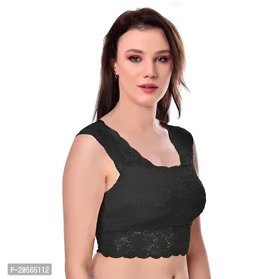 Women?s Padded, Non Wired Full Coverage Net Bra with Floral Design and Stretchable Cotton Blend Lining (32, Black)-thumb4
