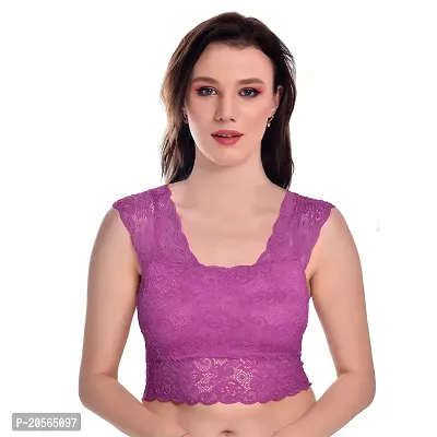 Buy Women?s Padded, Non Wired Full Coverage Net Bra with Floral Design and Stretchable  Cotton Blend Lining (34, Purple) Online In India At Discounted Prices