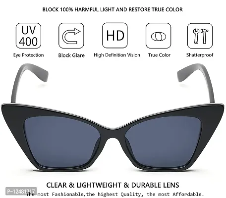 Jubilant UV Protected Retro Fashion Cat Eye Sunglasses for Women Inspired From Priyanka Chopra (Black Frame/Grey Lens)-thumb3
