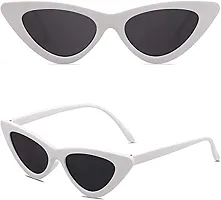 Jubilant Retro Vintage Narrow Cat Eye Sunglasses for Women Clout Goggles (White Frame/Grey Lens)-thumb4