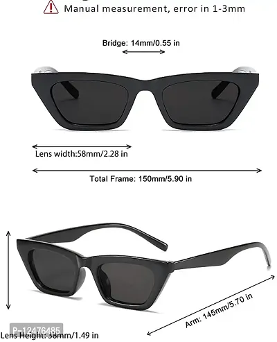Jubilant Square Cat Eye Sunglasses For Women Fashion Vintage Trendy Cat eye Sunglasses (Black Frame/Grey Lens)-thumb5