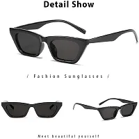 Jubilant Square Cat Eye Sunglasses For Women Fashion Vintage Trendy Cat eye Sunglasses (Black Frame/Grey Lens)-thumb1