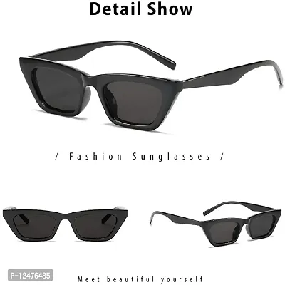Jubilant Square Cat Eye Sunglasses For Women Fashion Vintage Trendy Cat eye Sunglasses (Black Frame/Grey Lens)-thumb2