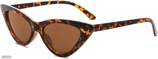 Jubilant Retro Vintage Narrow Cat Eye Sunglasses for Women Clout Goggles (Leopard Frame/Brown Lens)