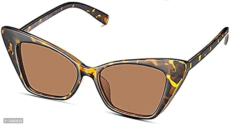 Jubilant UV Protected Retro Fashion Cat Eye Sunglasses for Women Inspired From Priyanka Chopra (Leopard Frame/Brown Lens)-thumb0