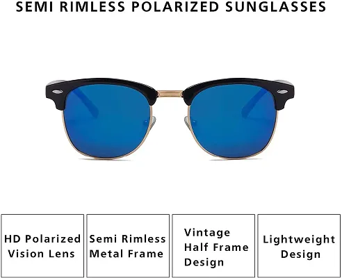 Men Women Sunglasses Semi Rimless Half Frame Sun Glasses Polarized