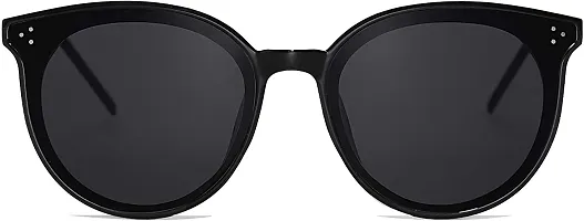 Jubilant Round Sunglasses for Women Trendy Cute Fashion Sun Glasses (Black Frame/Grey Lens)-thumb1