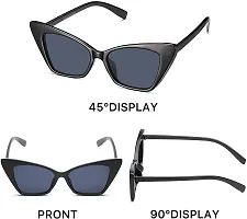 Jubilant UV Protected Retro Fashion Cat Eye Sunglasses for Women Inspired From Priyanka Chopra (Black Frame/Grey Lens)-thumb1