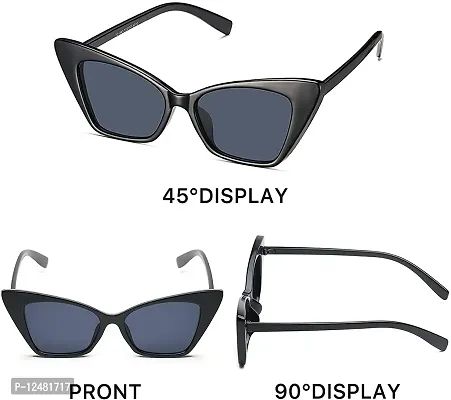 Jubilant UV Protected Retro Fashion Cat Eye Sunglasses for Women Inspired From Priyanka Chopra (Black Frame/Grey Lens)-thumb2