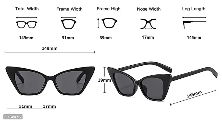 Jubilant UV Protected Retro Fashion Cat Eye Sunglasses for Women Inspired From Priyanka Chopra (Black Frame/Grey Lens)-thumb4